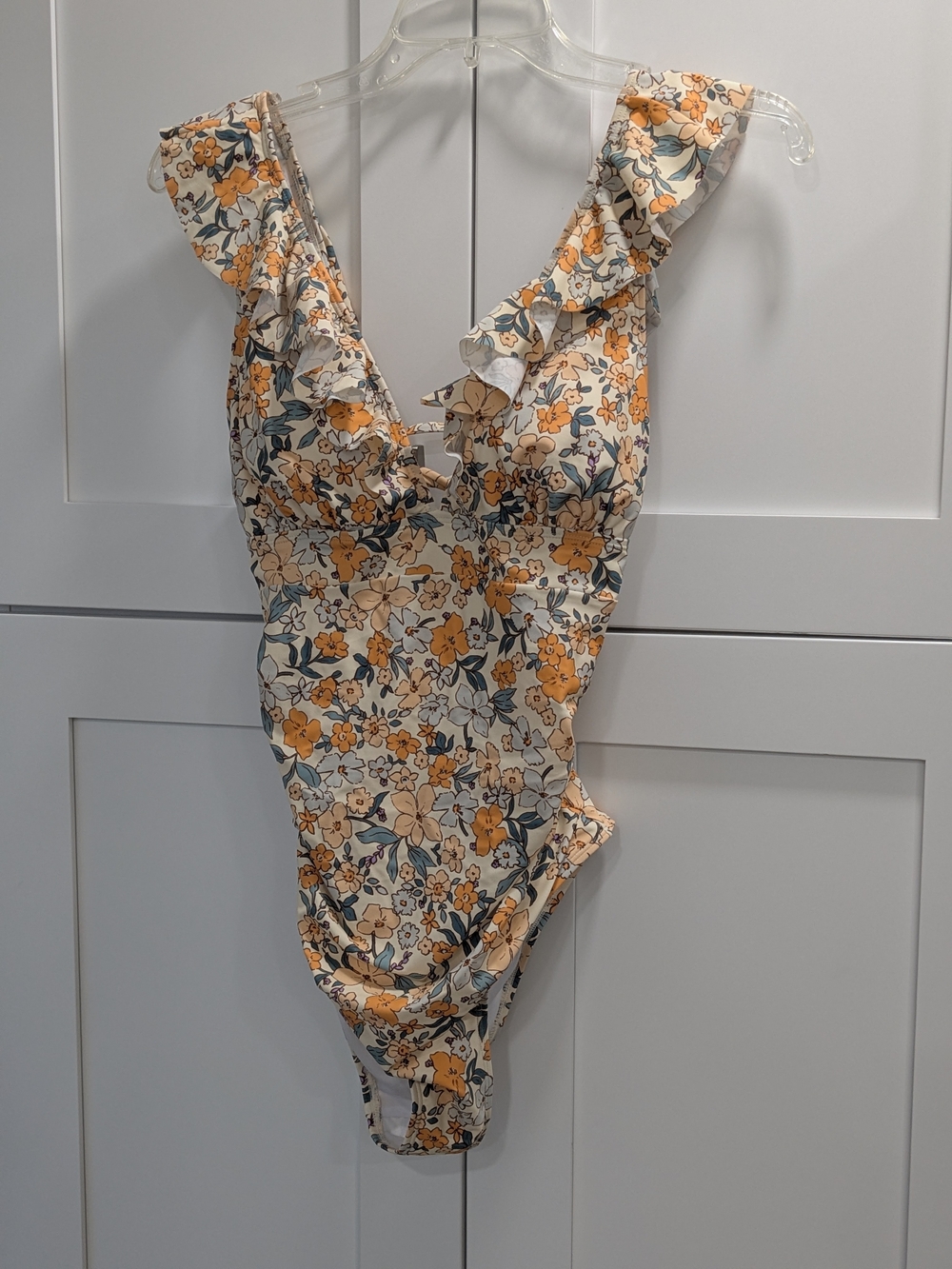 Floral Ruffle One-Piece Swimsuit - Yellow Floral